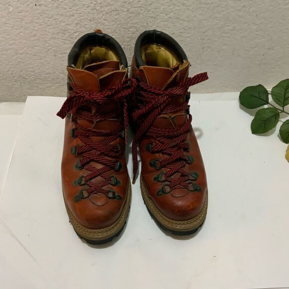 Vibram Boots Womens 6.5 Hiking Climbing Combat Boot Ankle Brown Leather - Picture 4 of 16